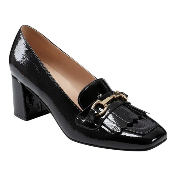 Bandolino Womens Landrys Square Toe Block Heel Loafer Pumps Black Patent Size 10 - Picture 1 of 5